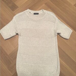 Saks Fifth Avenue Sequined Women's Textured Cream Crewneck Sweater